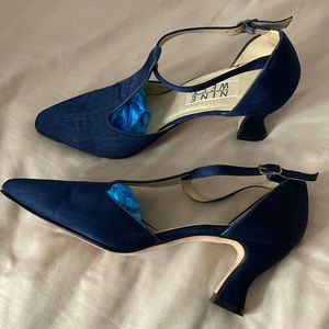 Nine West Blue heels buckle strap